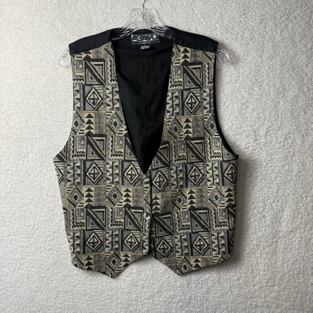 Vintage Agape Collection Tapestry Button Vest‎ Women’s Large  Southwestern Boho